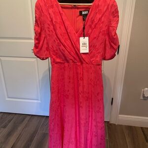 DKNY Women's Vibrant Pink Midi Dress
